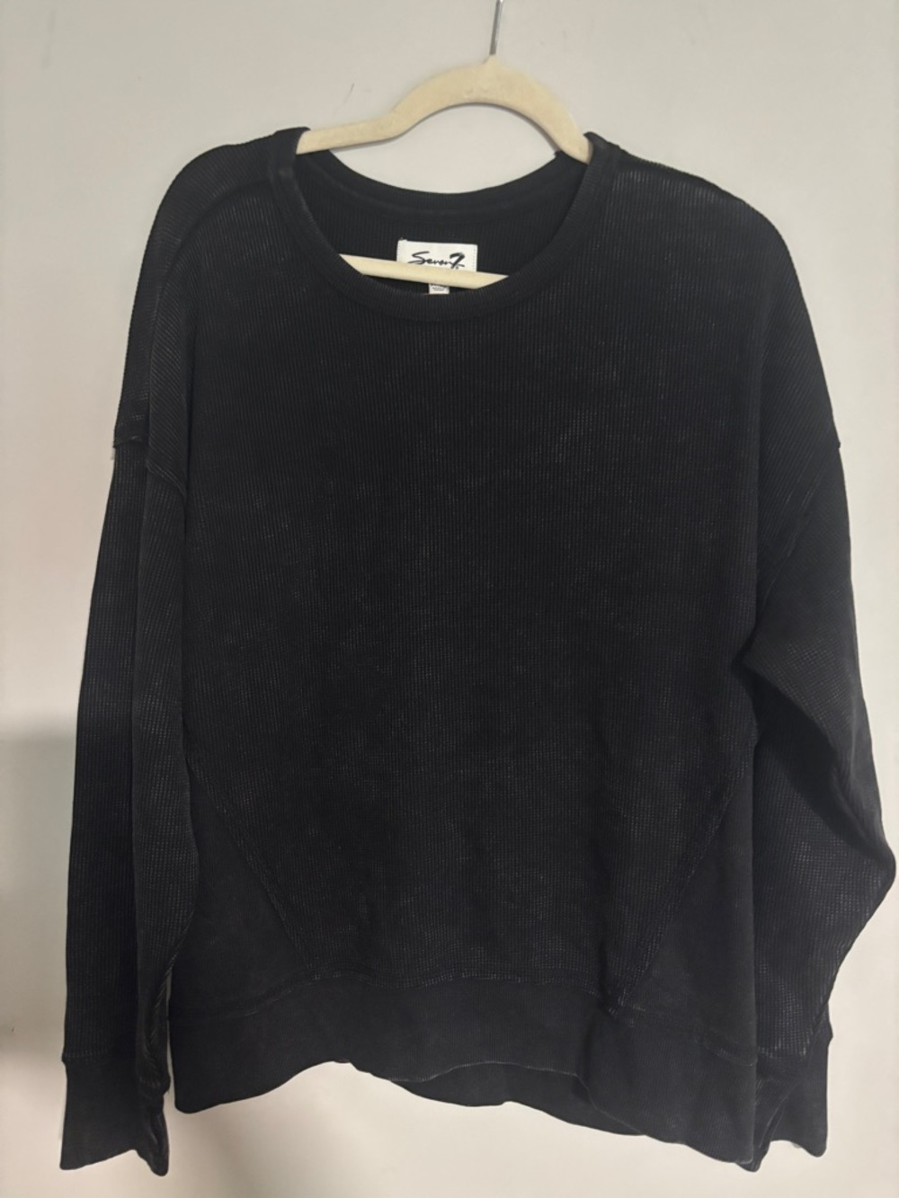 Seven7 Black Crewneck Sweater